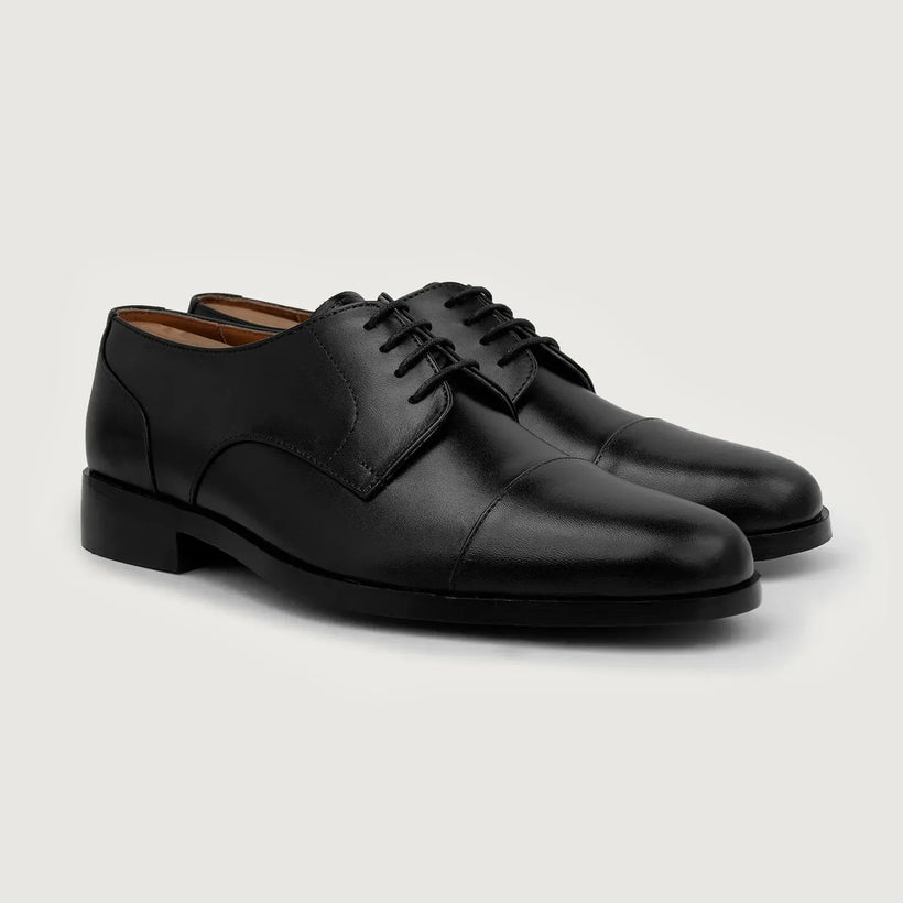 Attorney Derby أسود Leather Shoes رجالي