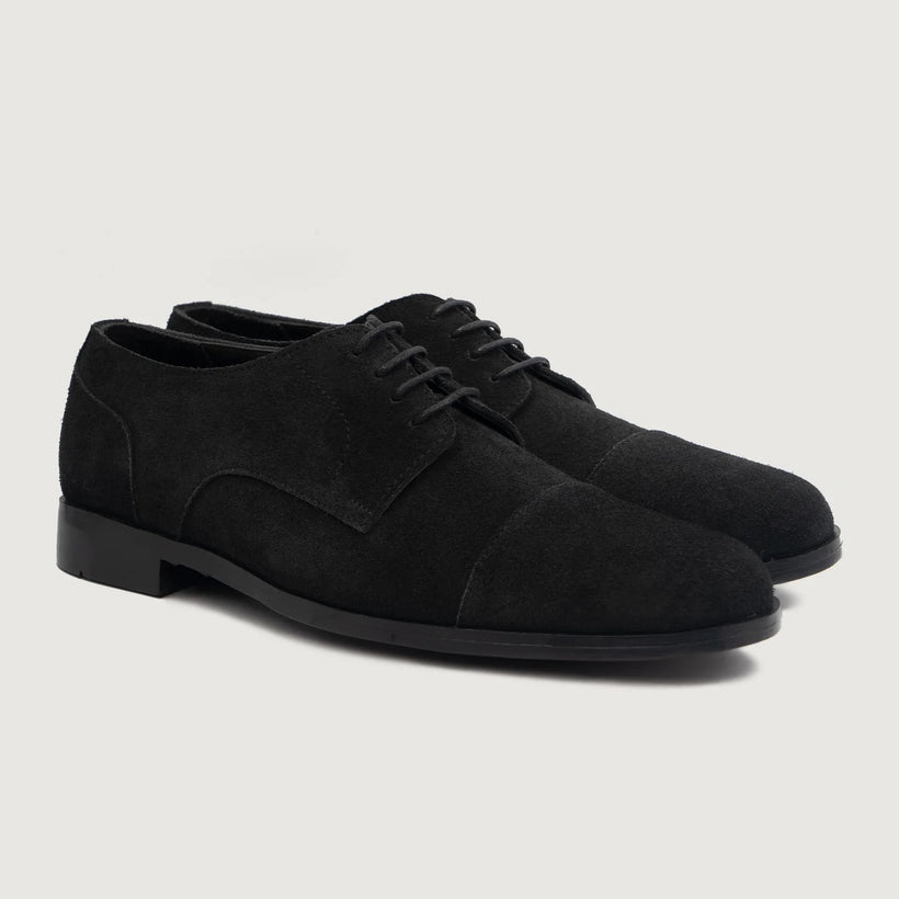 Attorney Derby أسود Suede Leather Shoes رجالي