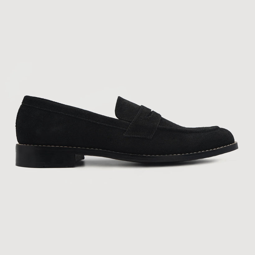 Baxton أسود Suede Leather Loafers رجالي