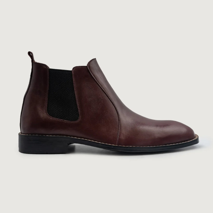 Clarkson Chelsea عنابي Leather Boots رجالي