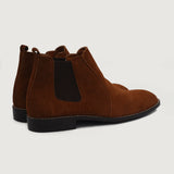 Clarkson Chelsea Brown Suede Leather Boots For Men - Reinforced Heel Counter & Precision Double-Row Stitching Detail
