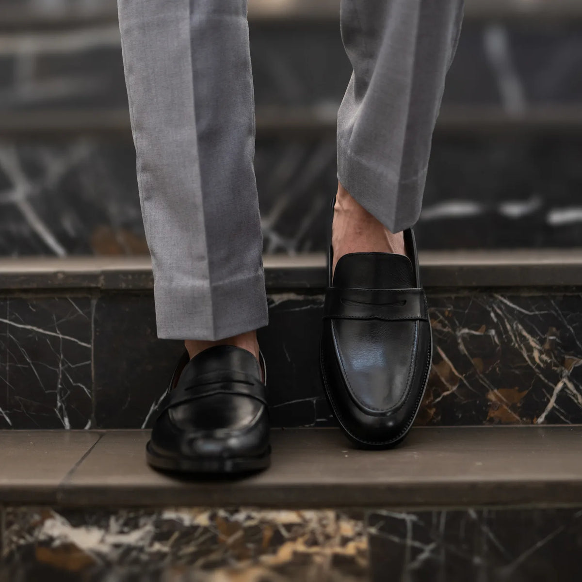 Orlaven Baxton أسود أحذية لوفر جلدية بدون كعب رجالي footwear image 9