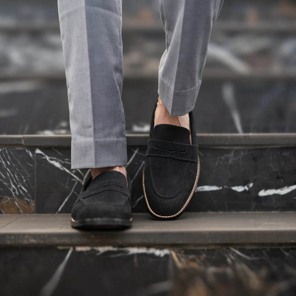 Orlaven Baxton أسود Suede أحذية لوفر جلدية بدون كعب رجالي footwear image 9