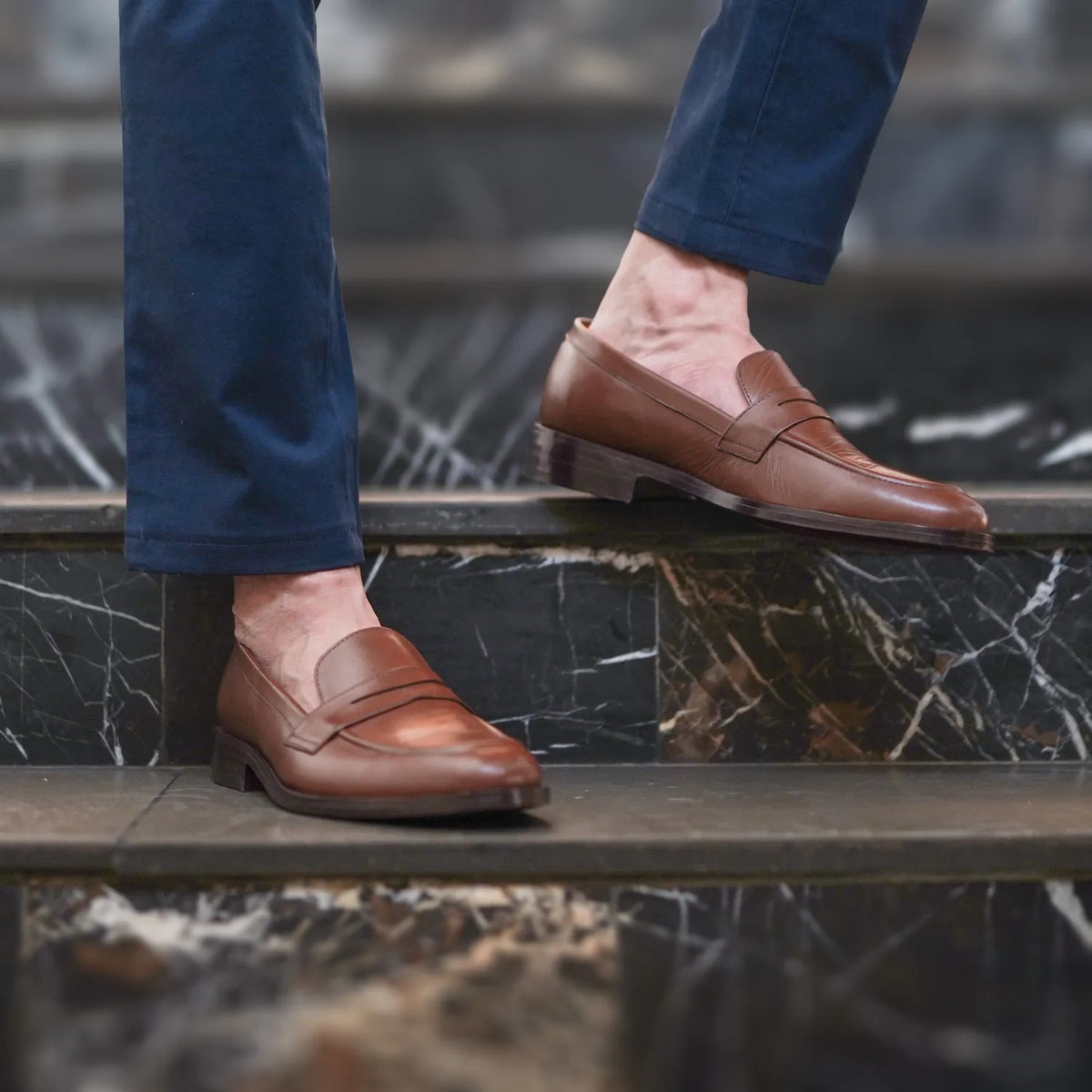 Orlaven Baxton بني أحذية لوفر جلدية بدون كعب رجالي footwear image 9