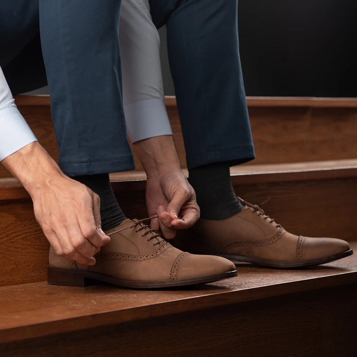 Orlaven Greyson Brogues Oxford Oil Pull-up بني أحذية جلدية كلاسيكية رجالي footwear image 9