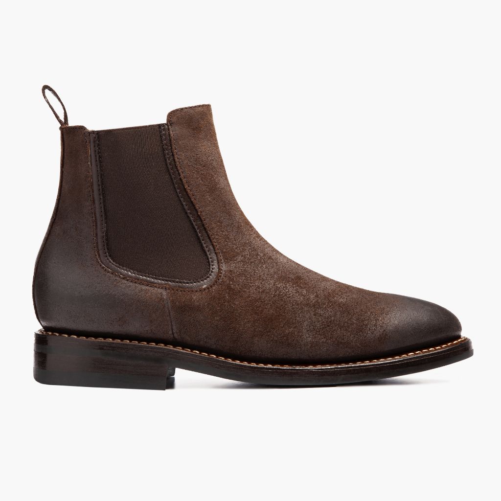 Chocolate Goatskin Suede Leather Boots - بناء غوديير ويلت المتين وتفاصيل مقدمة الحذاء