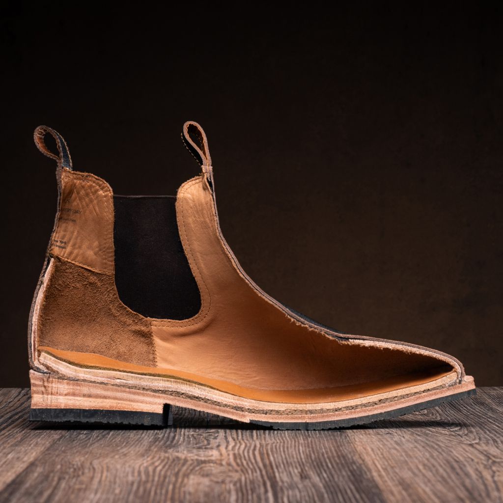 High-Traction Rubber Outsole & Lug Tread Pattern on Journeyman Snuff Reverse أحذية بوت جلدية رجالي