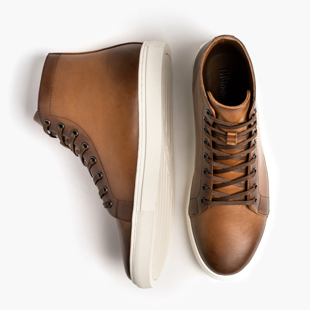 Premier High Top Toffee سنيكرز جلدي كاجوال رجالي For Men - دعامة الكعب المقواة وتفاصيل الخياطة المزدوجة الدقيقة