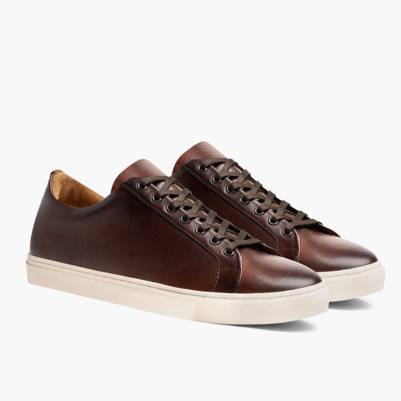 Premier Low Top Coffee Leather Sneakers رجالي