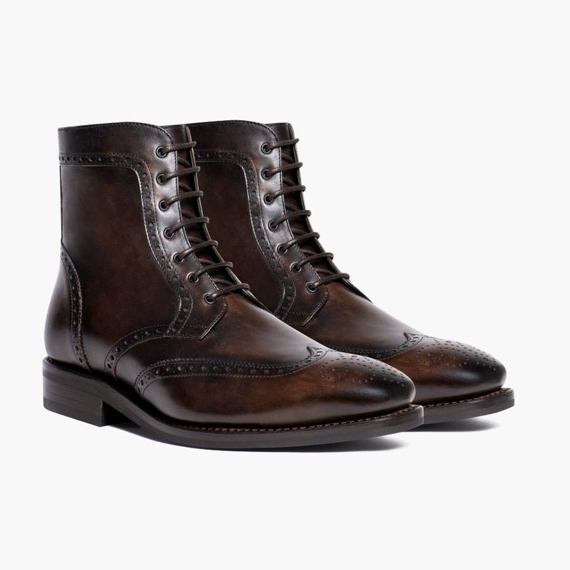 Wingtip Dark Oak أحذية بوت جلدية رجالي
