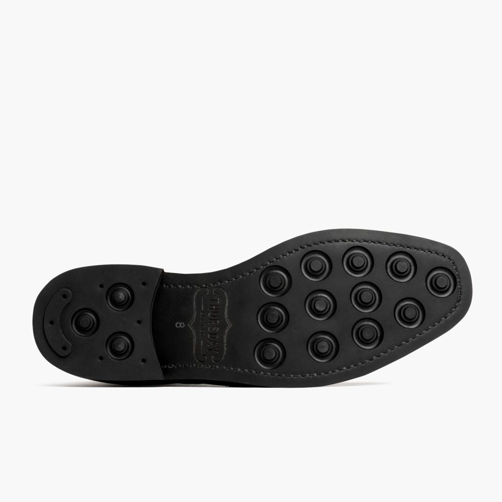 High-Traction Rubber Outsole & Lug Tread Pattern on Wingtip أسود أحذية بوت جلدية رجالي For Men