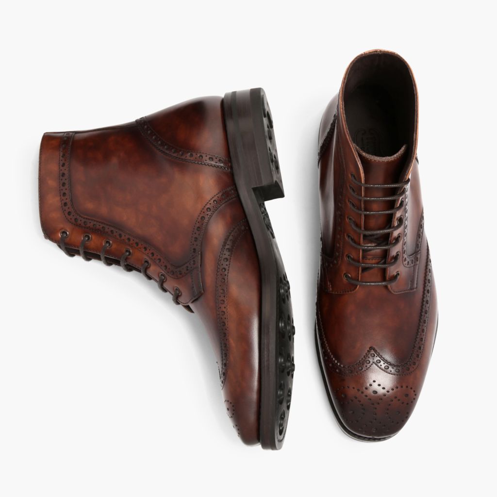 Wingtip Color #77 أحذية بوت جلدية رجالي For Men - دعامة الكعب المقواة وتفاصيل الخياطة المزدوجة الدقيقة