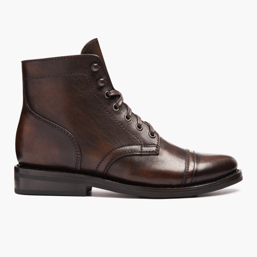 Captain أسود Coffee Leather Boots نسائي