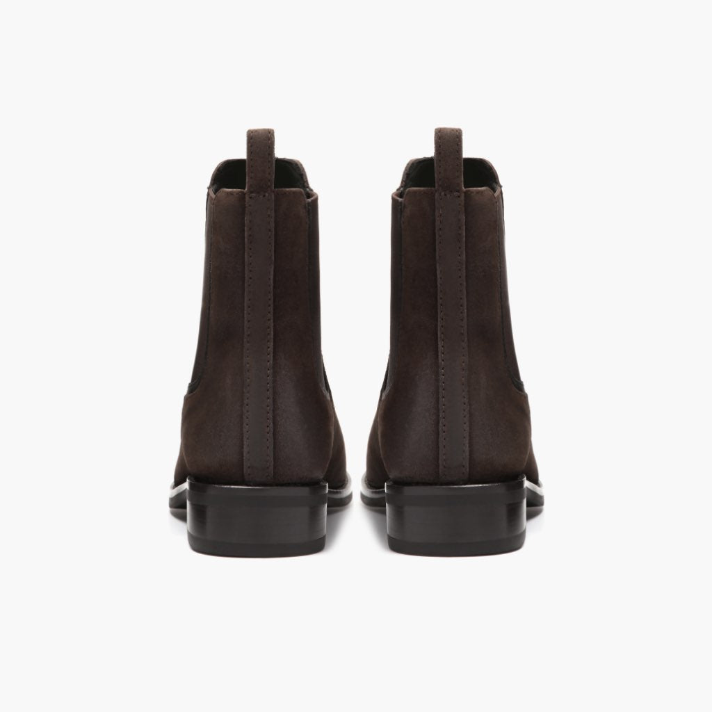 High-Traction Rubber Outsole & Lug Tread Pattern on Duchess Dark بني Suede أحذية بوت جلدية نسائي