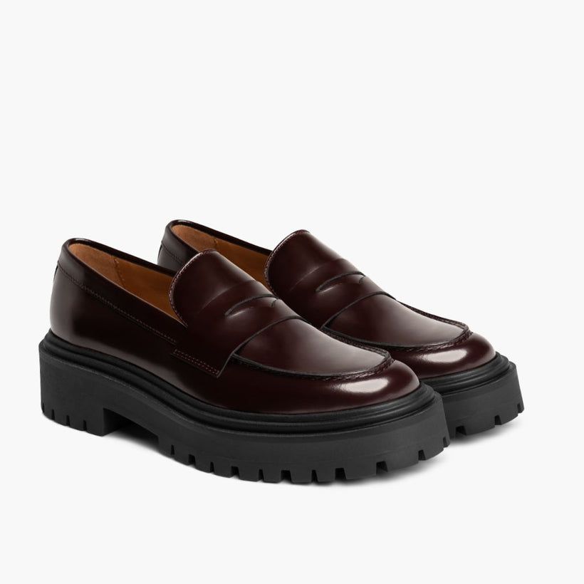 Penny Platform بورجوندي Leather Boots نسائي