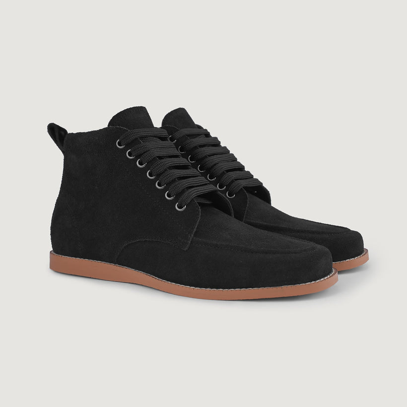 Bearman Moc Toe أسود Suede Boots رجالي