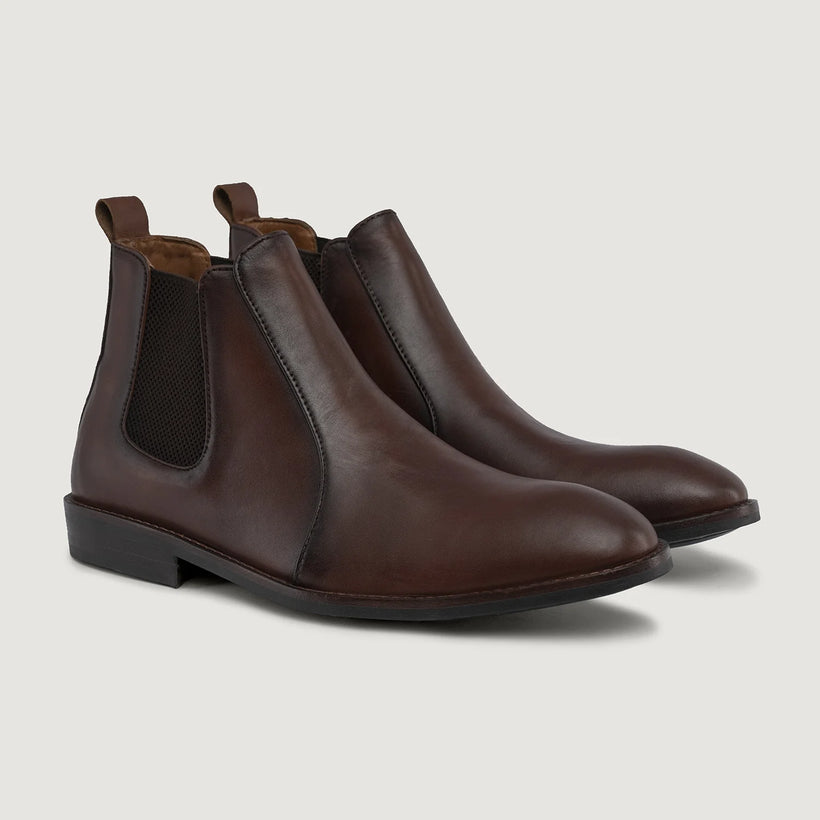 Clarkson Chelsea بني Burnished Leather Boots - StudGuard رجالي