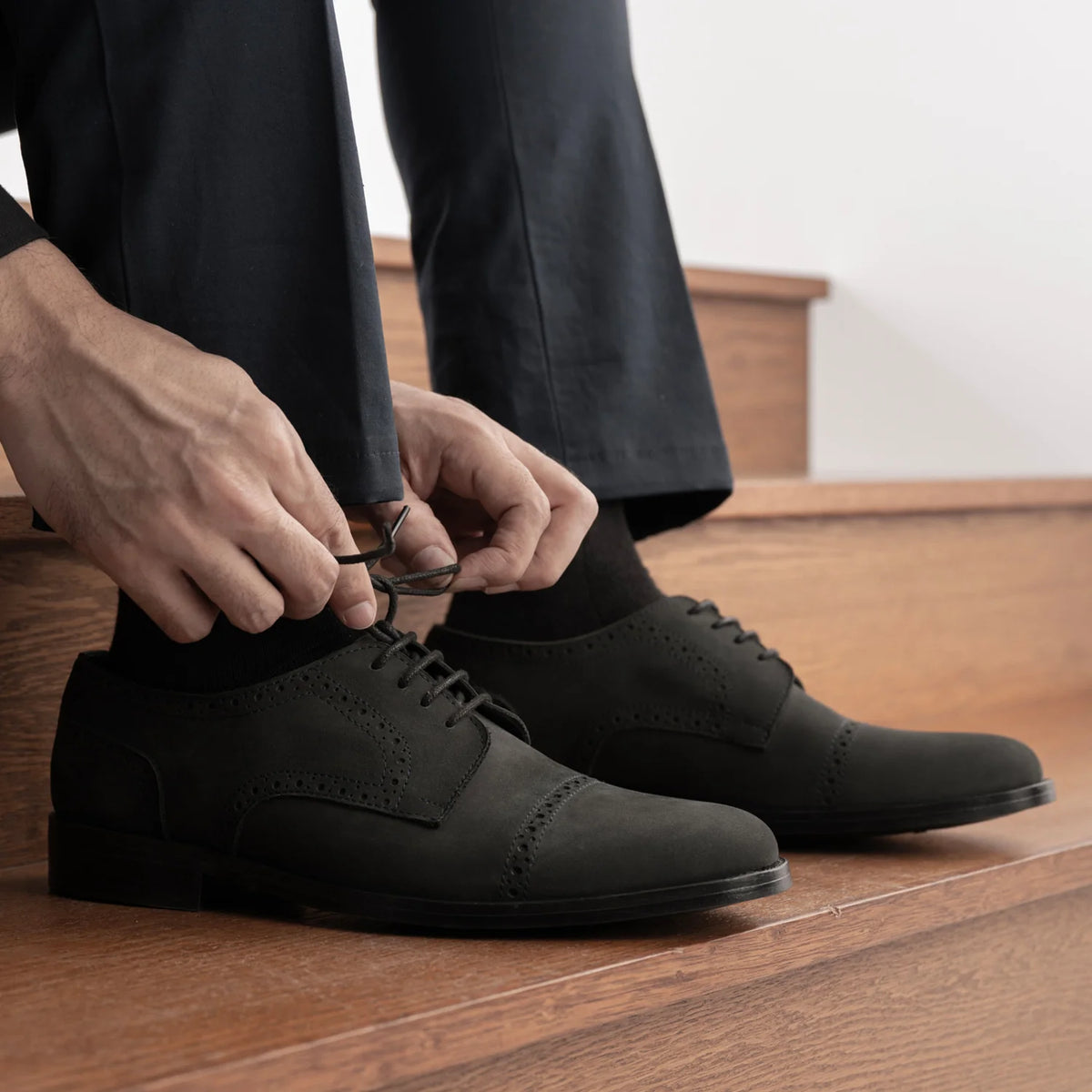 Orlaven Dirk Brogues Derby Matte أسود Nubuck أحذية جلدية كلاسيكية - StudGuard رجالي footwear image 10