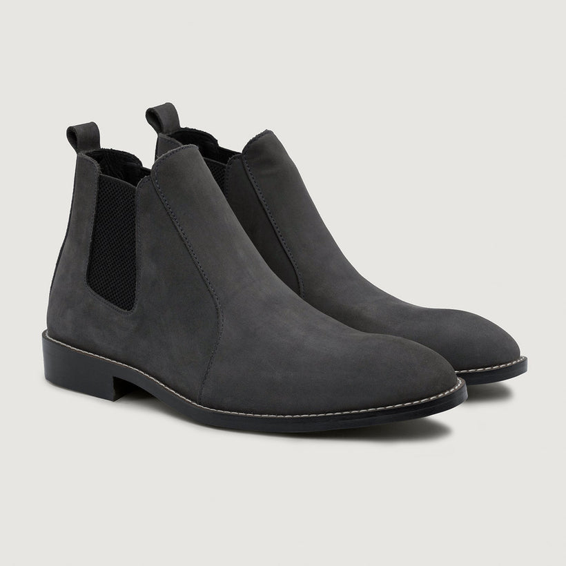 Clarkson Chelsea Grey Nubuck Leather Boots - StudGuard رجالي