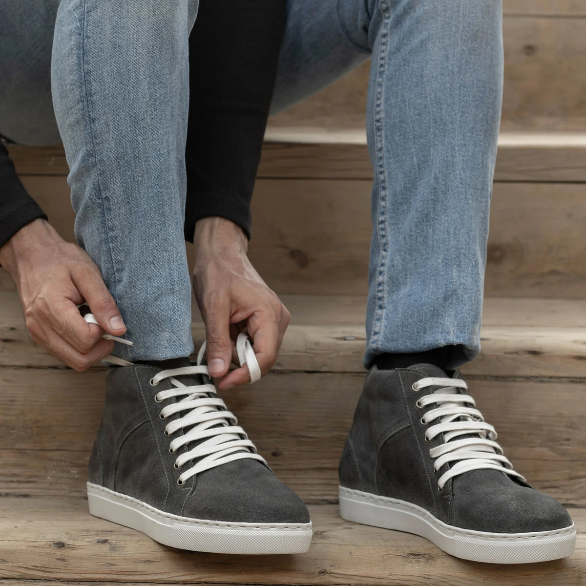 Orlaven Marty High Top Grey Suede سنيكرز جلدي كاجوال رجالي footwear image 10