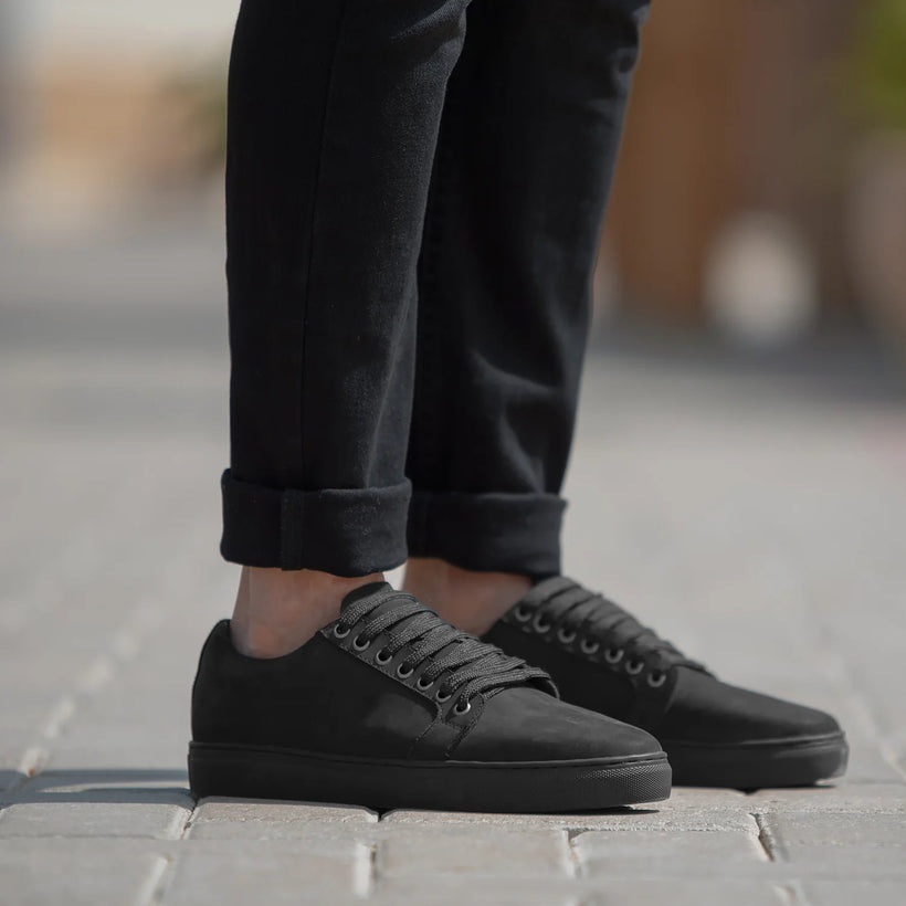 Murphy Low Top أسود Nubuck سنيكرز جلدي كاجوال رجالي