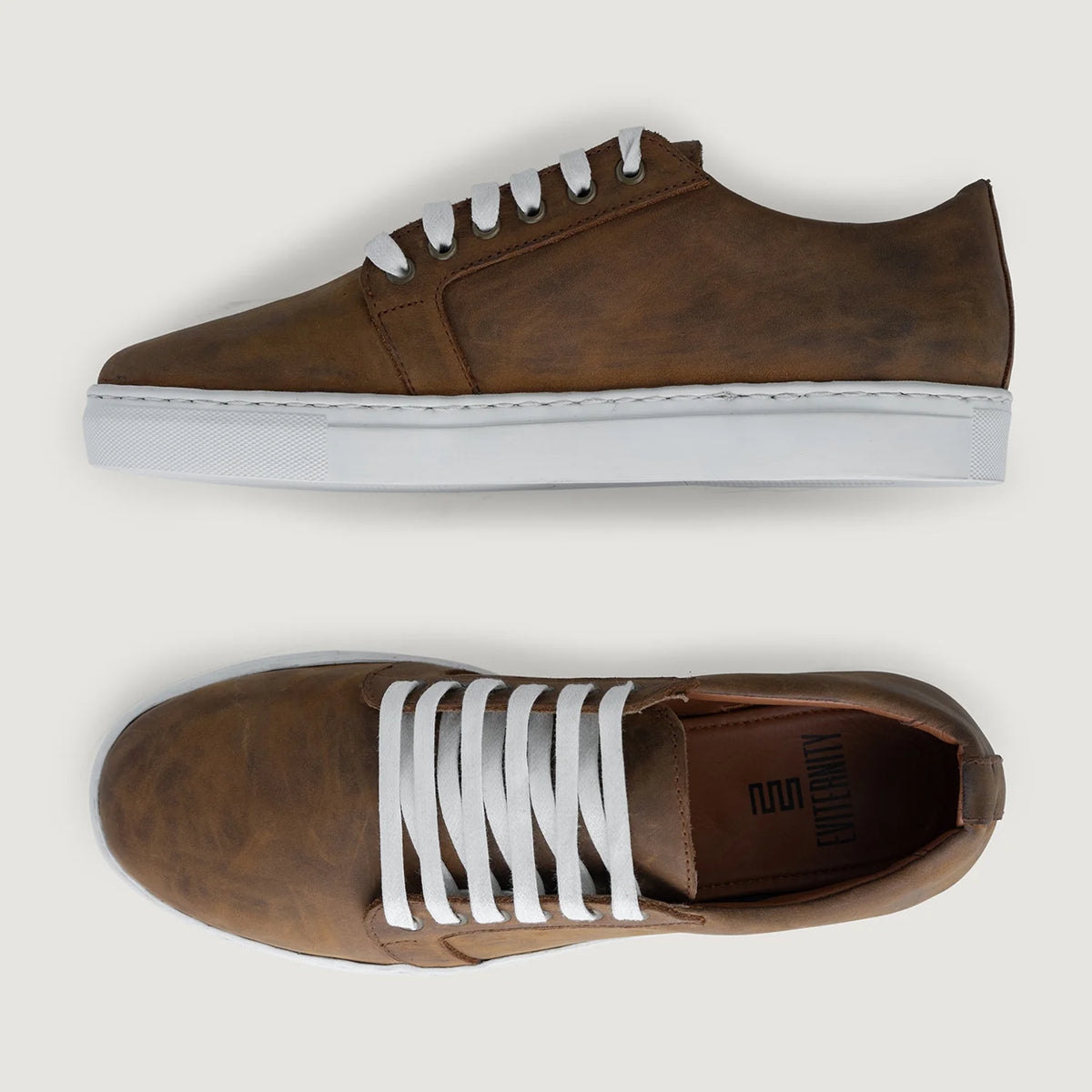 Murphy Low Top Burnt Copper Pullup سنيكرز جلدي كاجوال رجالي For Men - دعامة الكعب المقواة وتفاصيل الخياطة المزدوجة الدقيقة