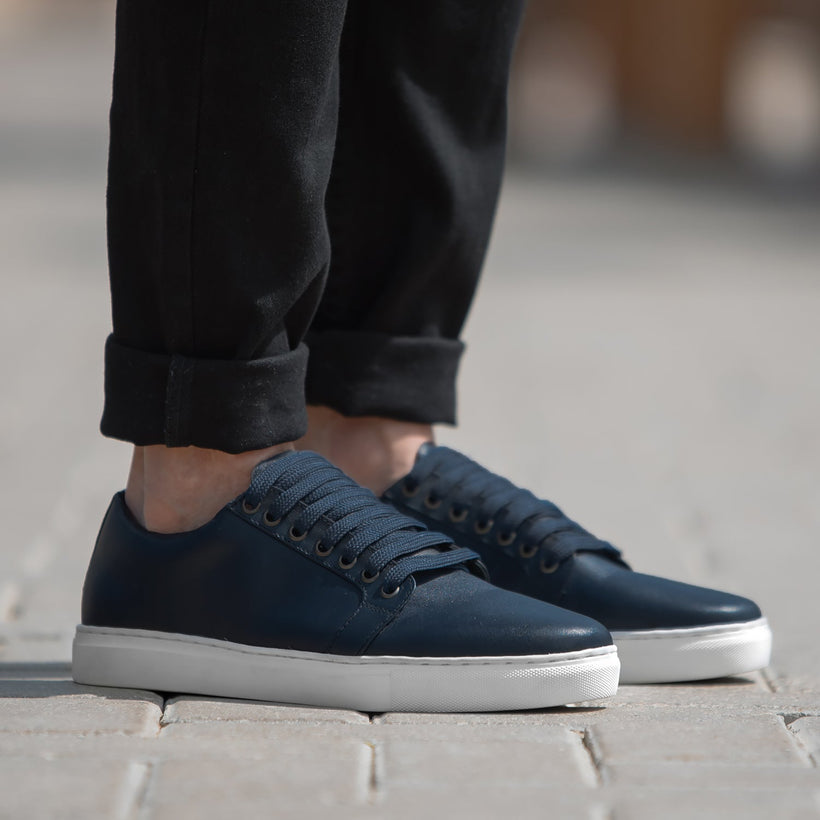 Murphy Low Top Midnight أزرق سنيكرز جلدي كاجوال رجالي