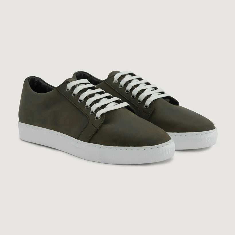 Murphy Low Top Olive Pullup سنيكرز جلدي كاجوال رجالي