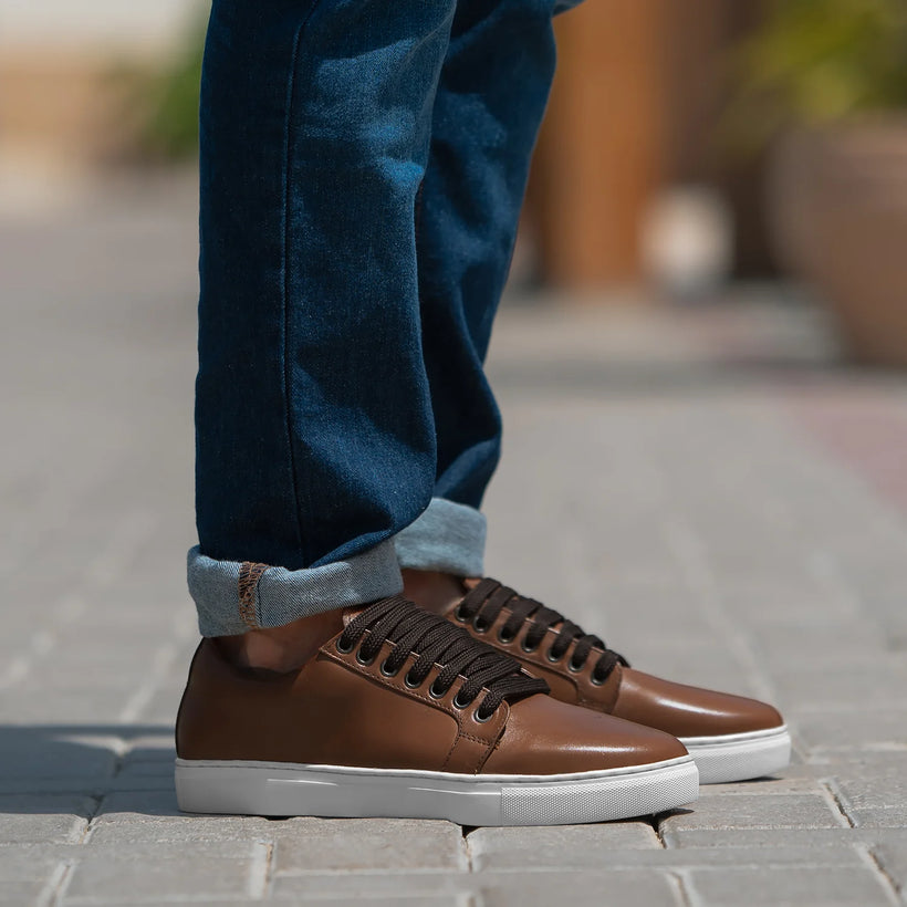 Murphy Low Top بيج تان سنيكرز جلدي كاجوال رجالي