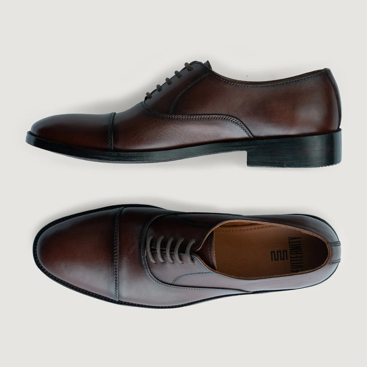 Professor Oxford Burnished بني أحذية جلدية كلاسيكية رجالي For Men - دعامة الكعب المقواة وتفاصيل الخياطة المزدوجة الدقيقة