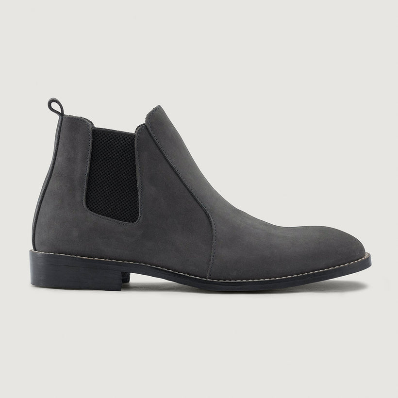 Clarkson Chelsea Grey Nubuck Leather Boots - StudGuard رجالي