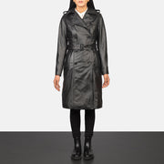 
Alice Black Double Breasted Leather Coat in Black Cowhide Leather - عرض أمامي وقَصّة مفصلة أنيقة | شراء أونلاين عبر المتجر الرسمي