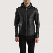 
Andy Matte أسود Hooded جاكيت جلد رجالي in Matte Black Sheepskin Leather - عرض أمامي وقَصّة مفصلة أنيقة | شراء أونلاين عبر المتجر الرسمي