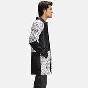 
Black & White Sheepskin Dip &Amp; Dye Leather Coat - عرض خلفي يوضح تفصيل الأكتاف المتقن والحاشية النظيفة