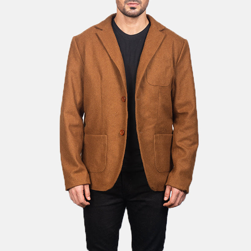 Borges Khaki Wool بليزر جلد رجالي