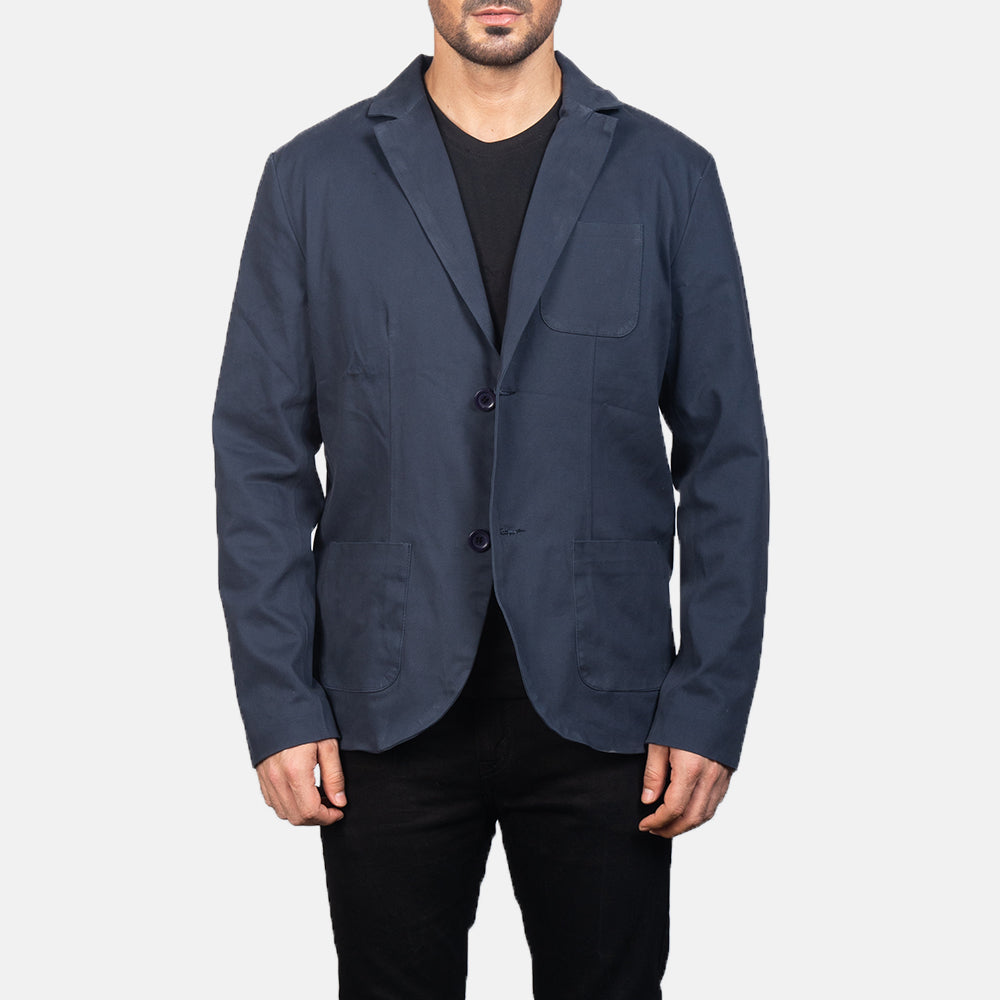 
Borges Navy أزرق بليزر جلد رسمي رجالي in Navy Blue Poly-Cotton - عرض أمامي وقَصّة مفصلة أنيقة | شراء أونلاين عبر المتجر الرسمي