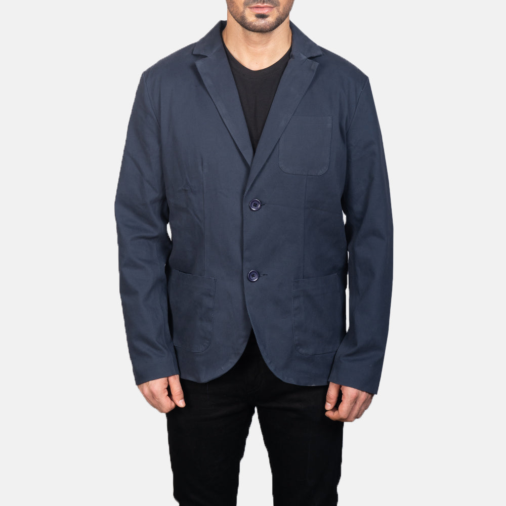 
تفاصيل مقربة of Notch & Button Hardware on Borges Navy أزرق بليزر جلد رسمي رجالي