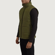 
Green Full-Grain leather Vest - عرض خلفي يوضح تفصيل الأكتاف المتقن والحاشية النظيفة