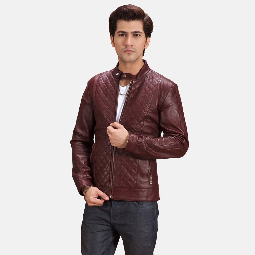 
Burgunn Dee عنابي جاكيت بايكر جلد طبيعي رجالي in Maroon Sheepskin Leather - عرض أمامي وقَصّة مفصلة أنيقة | شراء أونلاين عبر المتجر الرسمي
