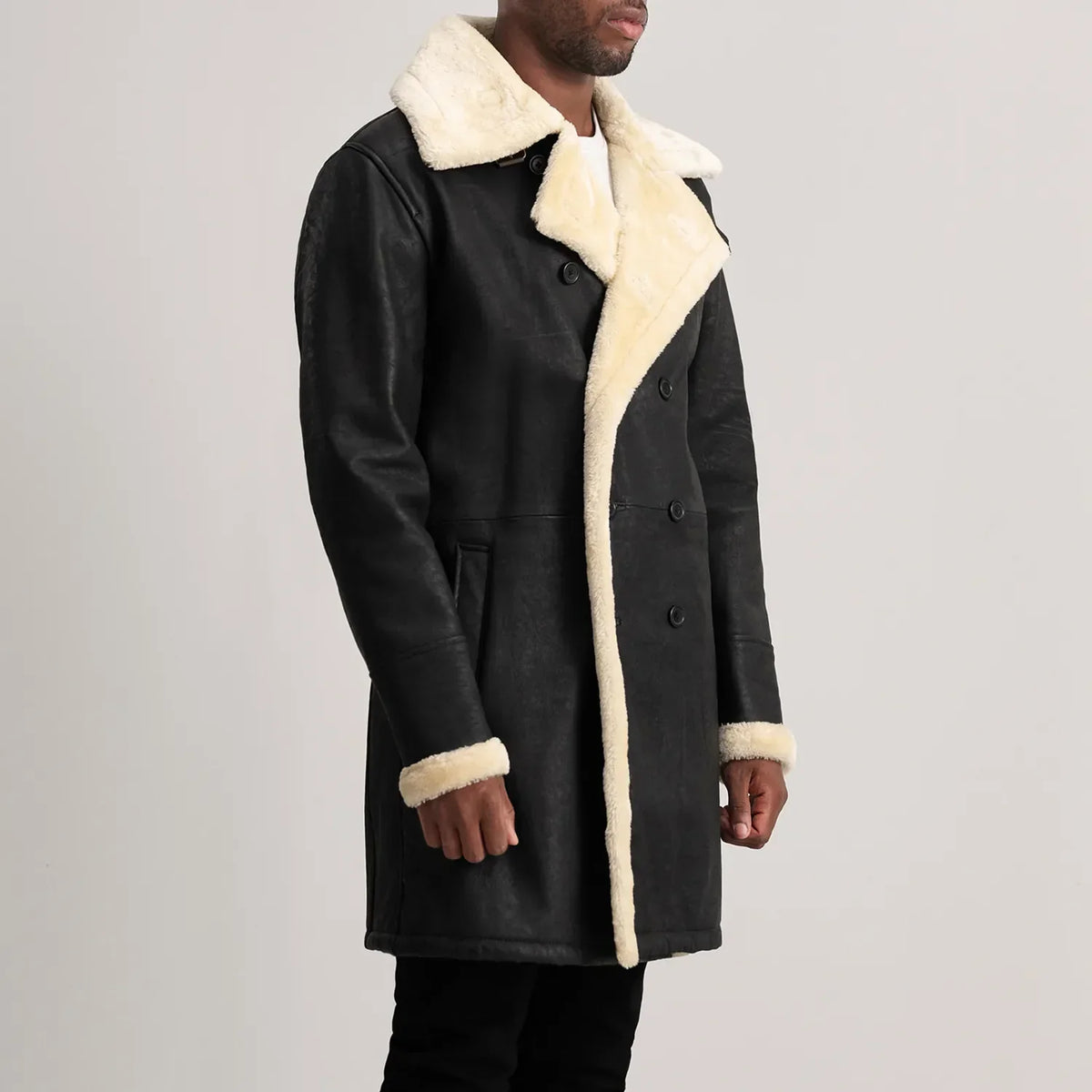 
Charles معطف جلد فاخر بني Shearling معطف جلد فاخر رجالي – alternate product view 2