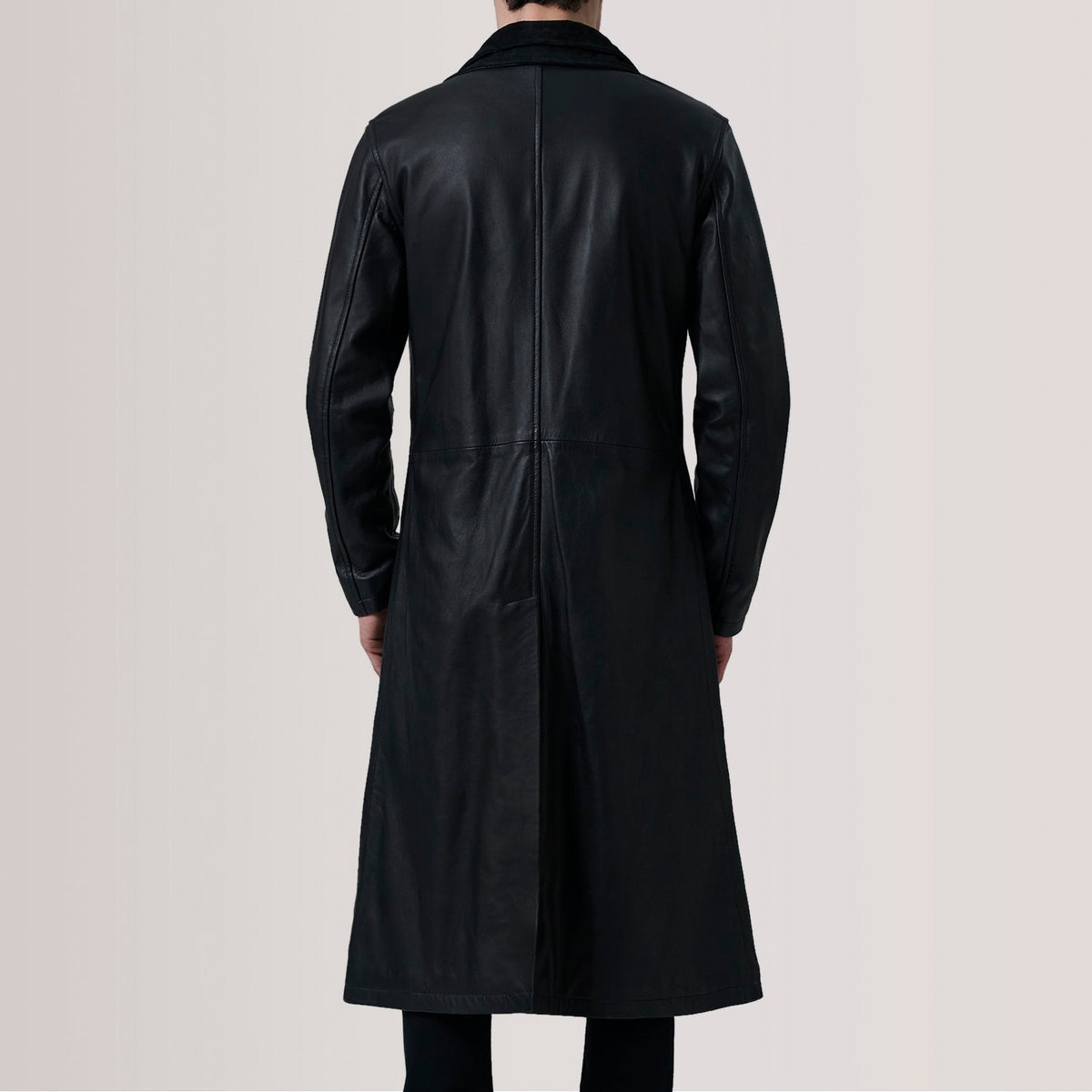
تفاصيل مقربة of Notch & Button Hardware on Charlton أسود Leather Single Breasted معطف جلد فاخر رجالي For Men