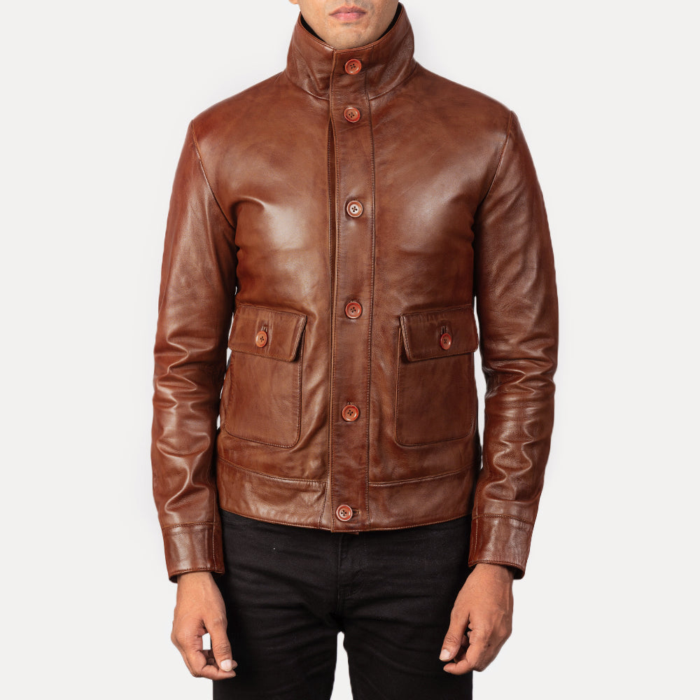 Columbus جاكيت بومبر جلد رجالي – alternate product view 3
