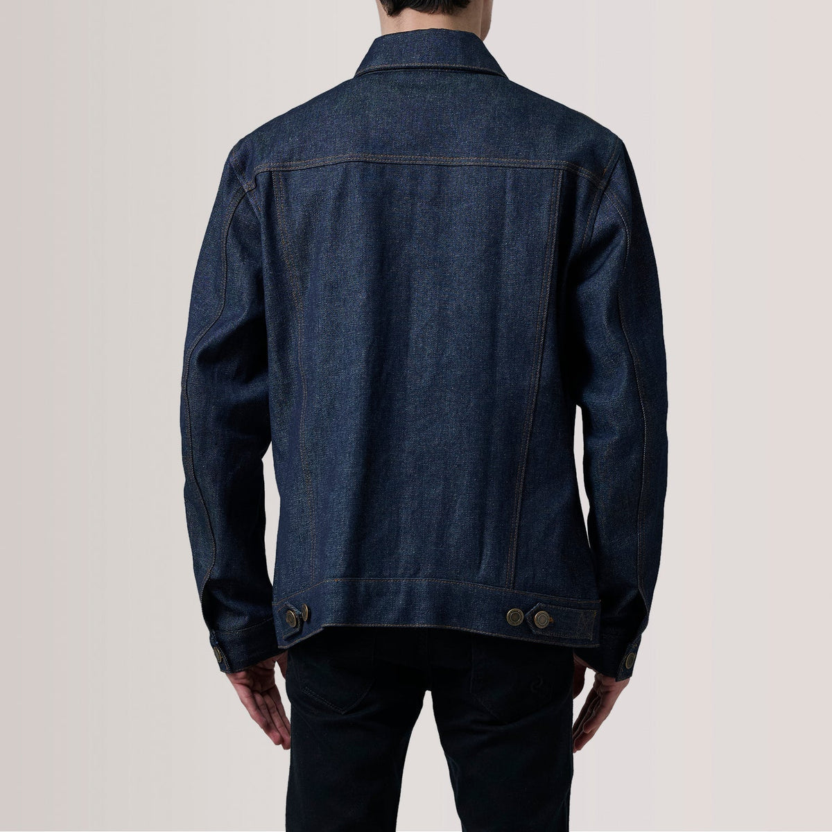 
تفاصيل مقربة of Classic Collar & Heavy-Duty Zipper Hardware on Conard Ash Grey Denim Trucker Jacket For Men