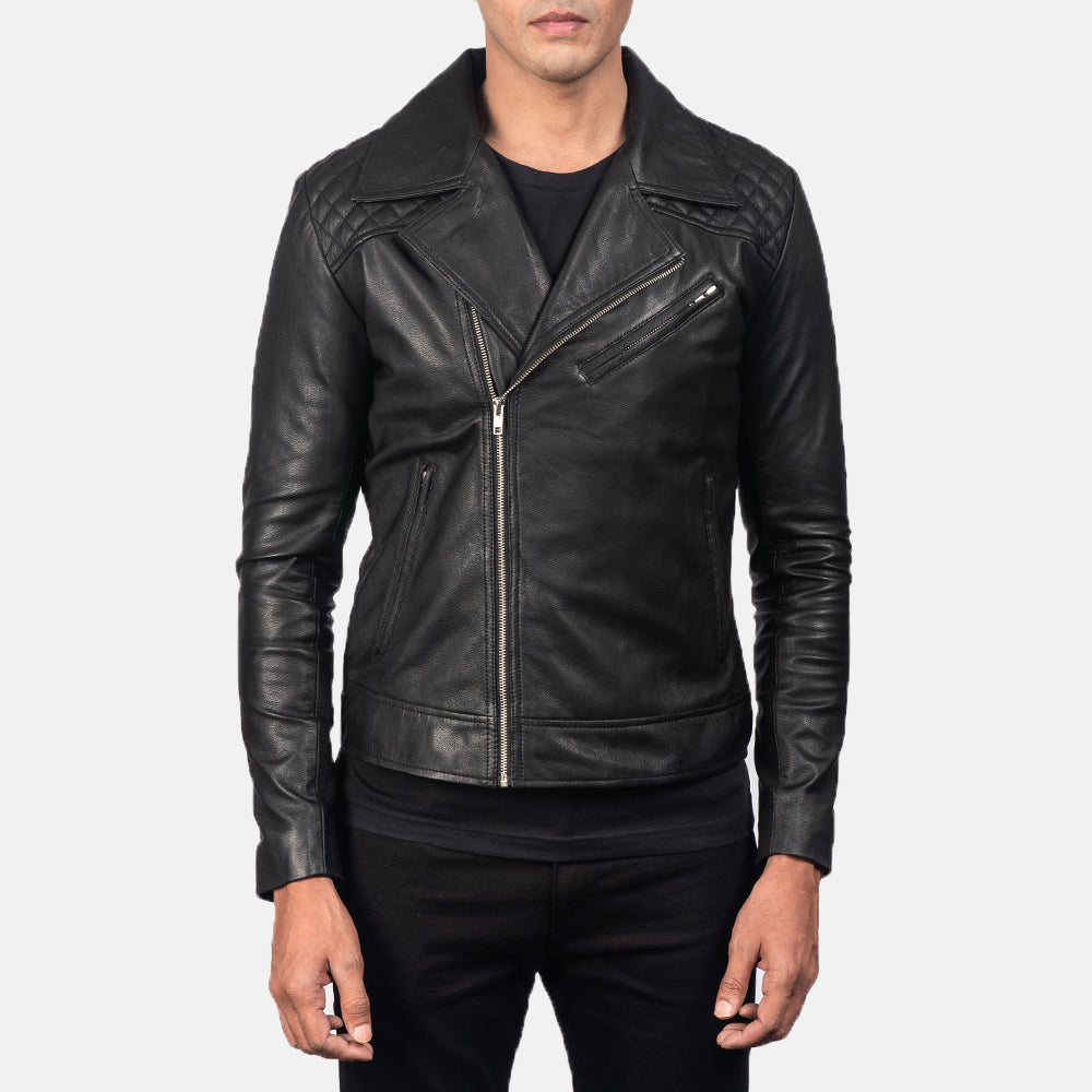 Danny Quilted Brown Leather Biker Jacket - عرض جانبي يوضح قَصّة الأكمام المريحة