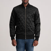 
Danson مبطن ومحاك أسود Varsity جاكيت جلد رجالي in Black Satin - عرض أمامي وقَصّة مفصلة أنيقة | شراء أونلاين عبر المتجر الرسمي