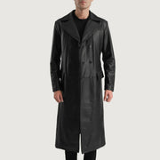 
Delmar Black Leather Double Breasted Coat in Black Cowhide Leather - عرض أمامي وقَصّة مفصلة أنيقة | شراء أونلاين عبر المتجر الرسمي