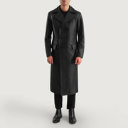 
Delmar Black Leather Double Breasted Coat - عرض جانبي يوضح قَصّة الأكمام المريحة