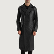 
تفاصيل مقربة of Notch & Button Hardware on Delmar Black Leather Double Breasted Coat