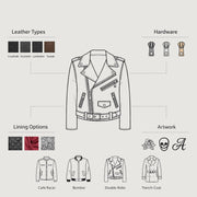 
Classic Full-Grain Leather Bomber Jacket - عرض خلفي يوضح تفصيل الأكتاف المتقن والحاشية النظيفة