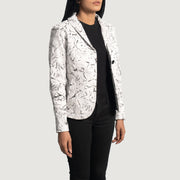 
White Sheepskin Dip &Amp; Dye Leather Blazer - عرض خلفي يوضح تفصيل الأكتاف المتقن والحاشية النظيفة